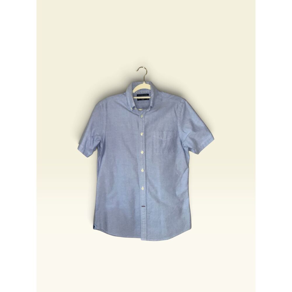 Cremieux Classics Men's Blue Slim Fit Stretch Oxford Shirt Short Sleeve M
